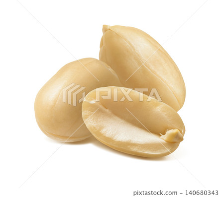 Peanut peeled isolated on white background. Real photography Peanut peeled isolated on white background. Real photography 140680343