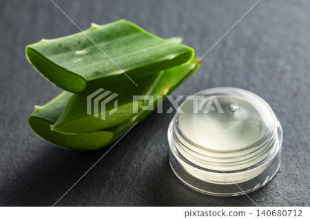 Aloe Vera Plant Leaves on Black Background Aloe Vera Plant Leaves on Black Background 140680712