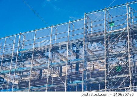 工地,設有鷹架(鋼結構框架搭建工作) 工地,設有鷹架(鋼結構框架搭建工作) 140680756
