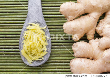 ginger roots on the table, top view ginger roots on the table, top view 140680773