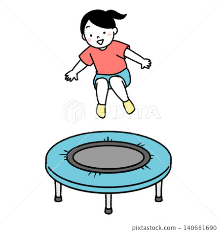 Illustration of a girl on a trampoline Illustration of a girl on a trampoline 140681690