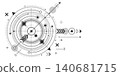 Technological drawing . Geometric circles. Engineering technologies. Background .Vector illustration. 140681715