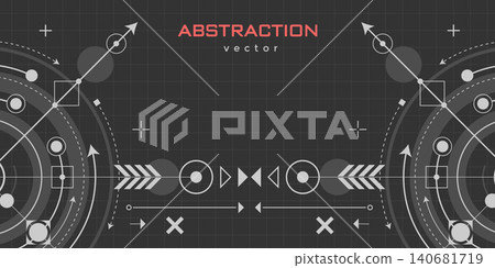 Technological drawing . Geometric circles. Engineering technologies. Background .Vector illustration. Technological drawing . Geometric circles. Engineering technologies. Background .Vector illustration. 140681719