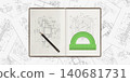 Engineering textbook. School education. Technical drawing . Vector illustration . 140681731