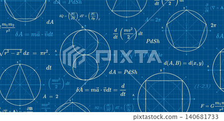 School geometry. Mathematical construction of figures . Geometric drawing of circles. Vector illustration. School geometry. Mathematical construction of figures . Geometric drawing of circles. Vector illustration. 140681733