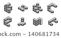 Set of isometric figures. Architectural cubes, blocks. Engineering figures for construction. Vector illustration. 140681734