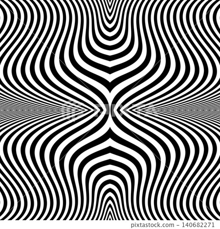 Abstract Op Art Wavy Lines Pattern. 3D Illusion. 140682271