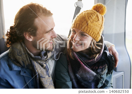 Couple, hug and smile together in car, travel and bonding with road trip for date or anniversary. Love, trust and commitment with partner, loyalty and cuddle for warmth in winter, vacation and happy Couple, hug and smile together in car, travel and bonding with road trip for date or anniversary. Love, trust and commitment with partner, loyalty and cuddle for warmth in winter, vacation and happy 140682550
