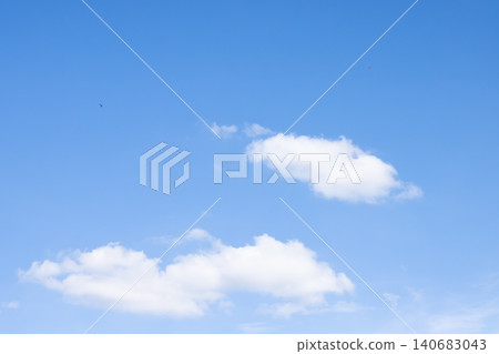 Blue sky cloud white cloud cumulus daylight sunshine weather nature with soft cumulus cloud over clear daylight, calm mood, minimal scene, wide copy space for design 140683043
