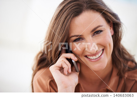 Portrait, woman and phone call in home for communication, conversation and talking with happiness. Female person, smile and smartphone in house for networking, connectivity and technology with mobile Portrait, woman and phone call in home for communication, conversation and talking with happiness. Female person, smile and smartphone in house for networking, connectivity and technology with mobile 140683063