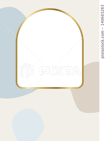 Gold arched window frame, A4 portrait, dusty blue and greige Gold arched window frame, A4 portrait, dusty blue and greige 140683263