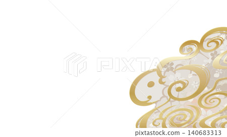 Illustration of a sheep with a flowing water pattern in a Japanese design_16:9 Illustration of a sheep with a flowing water pattern in a Japanese design_16:9 140683313