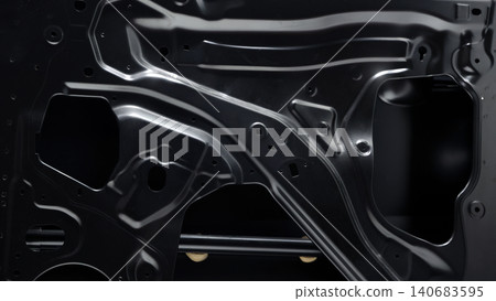 Car door metal sheet. Close up automotive door inner panels and stamped steel body parts. Modern vehicle manufacturing facility. Precision metal forming. Metal Car doors automotive assembly technology Car door metal sheet. Close up automotive door inner panels and stamped steel body parts. Modern vehicle manufacturing facility. Precision metal forming. Metal Car doors automotive assembly technology 140683595