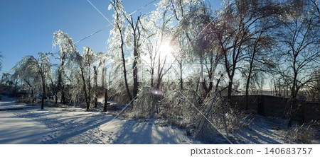 Winter landscape at sunrise. High quality photo Winter landscape at sunrise. High quality photo 140683757