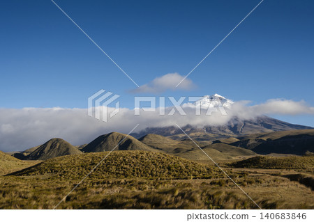 Cotopaxi Volcano and Conical Hills in Cotopaxi National Park, Ecuador 140683846