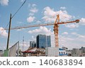 Construction site with tower crane and modern city skyline in Yekaterinburg Russia 140683894