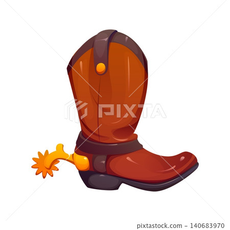Wild West cowboy boot game cartoon icon. American sheriff gaming icon, USA history game vector US Western fantasy item or Texas Wild West computer arcade object Wild West cowboy boot game cartoon icon. American sheriff gaming icon, USA history game vector US Western fantasy item or Texas Wild West computer arcade object 140683970