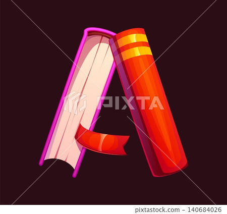 Novel book cartoon ABC font, typeface letter A. Literature novel book typeset element, library English alphabet vector letter. Bookstore bestseller kids ABC typeface font symbol Novel book cartoon ABC font, typeface letter A. Literature novel book typeset element, library English alphabet vector letter. Bookstore bestseller kids ABC typeface font symbol 140684026