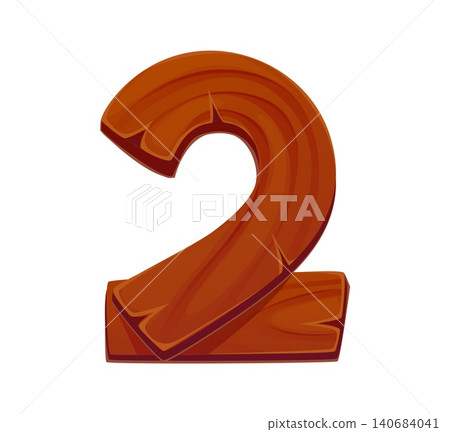 Cartoon wooden, rustic wood alphabet typeset, font number 2 two. Rustic wooden typeface figure, timber type vector digit. Natural wood texture typography number or fence plank font numeral symbol Cartoon wooden, rustic wood alphabet typeset, font number 2 two. Rustic wooden typeface figure, timber type vector digit. Natural wood texture typography number or fence plank font numeral symbol 140684041