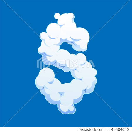 Cartoon white cloud font punctuation dollar currency sign. White cloudy sky font sign, heaven cloud typeset isolated symbol. Fluffy smoke alphabet type element or white mist typeface punctuation mark Cartoon white cloud font punctuation dollar currency sign. White cloudy sky font sign, heaven cloud typeset isolated symbol. Fluffy smoke alphabet type element or white mist typeface punctuation mark 140684050