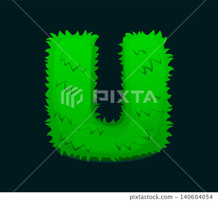 Cartoon soccer field grass font typeface letter U. Ball game sport kids ABC typeface sign, soccer game typeset isolated vector element. European football match English alphabet font symbol or letter Cartoon soccer field grass font typeface letter U. Ball game sport kids ABC typeface sign, soccer game typeset isolated vector element. European football match English alphabet font symbol or letter 140684054
