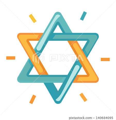Colorful Star of David Symbol Flat Vector Illustration 140684095