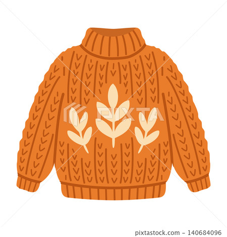 Autumn Knitted Sweater with Leaf Pattern Vector Illustration Autumn Knitted Sweater with Leaf Pattern Vector Illustration 140684096