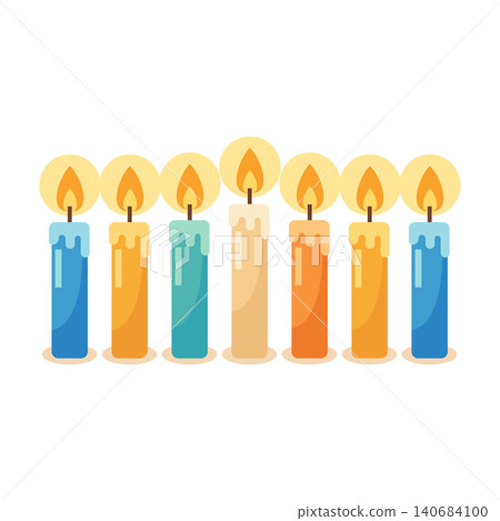 Colorful Lit Candles Collection Vector Illustration Colorful Lit Candles Collection Vector Illustration 140684100