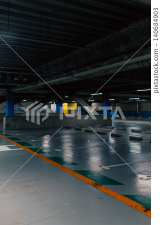 Unmanned underground parking lot and concrete structure space Unmanned underground parking lot and concrete structure space 140684903