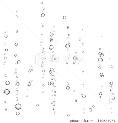 Oxygen air bubbles flow in water on white background. Oxygen air bubbles flow in water on white background. 140684974