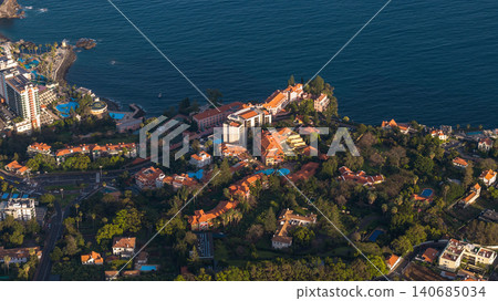 Aerial view of Madeira coastal district near Funchal hotel zone Aerial view of Madeira coastal district near Funchal hotel zone 140685034