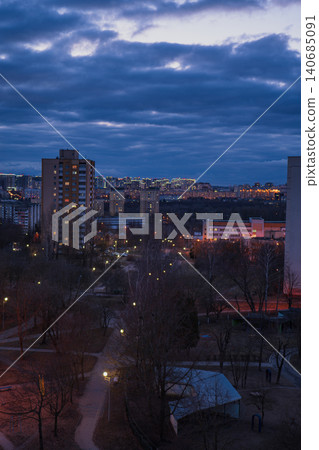 Twilight residential district and park in Minsk Belarus at blue hour Twilight residential district and park in Minsk Belarus at blue hour 140685091