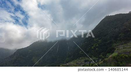 Madeira north coast laurel forest, mist, waterfalls, terraced fields Madeira north coast laurel forest, mist, waterfalls, terraced fields 140685144