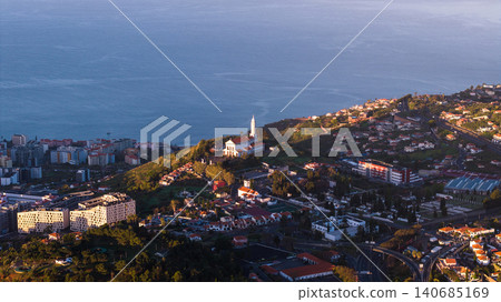 Aerial hillside neighborhood near Funchal, Madeira Island, Atlantic Aerial hillside neighborhood near Funchal, Madeira Island, Atlantic 140685169