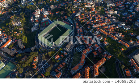 Aerial view of Estadio dos Barreiros in Funchal, Madeira 140685208
