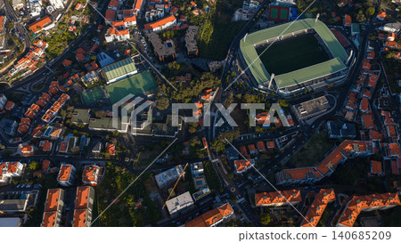 Aerial view of Estadio dos Barreiros in Funchal, Madeira Island 140685209