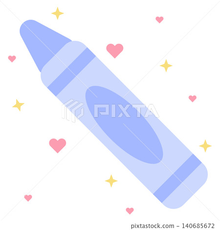 Cute pastel periwinkle blue crayon vector illustration isolated on white background Cute pastel periwinkle blue crayon vector illustration isolated on white background 140685672