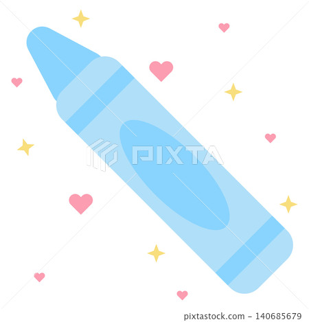 Cute pastel sky blue crayon vector illustration isolated on white background Cute pastel sky blue crayon vector illustration isolated on white background 140685679