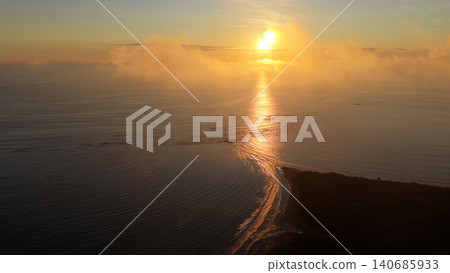 Uvita Whale Tail beach sunset Costa Rica aerial Uvita Whale Tail beach sunset Costa Rica aerial 140685933