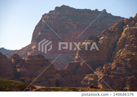 panoramic view of the Wadi Rum desert, Wadi Musa, Jordan panoramic view of the Wadi Rum desert, Wadi Musa, Jordan 140686376