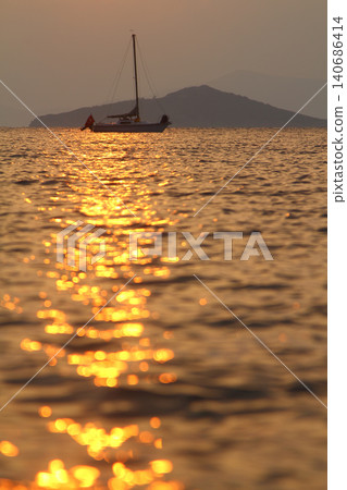 Seaside town of Turgutreis and spectacular sunsets Seaside town of Turgutreis and spectacular sunsets 140686414