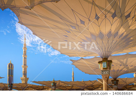 Al-Madinah al-Munawwarah, Saudi Arabia - Mar 09 2023, 4k, Main mosque of the Prophet Muhammad Al-Masjid an-Nabawi, Al-Madinah al-Munawwarah, Saudi Arabia Al-Madinah al-Munawwarah, Saudi Arabia - Mar 09 2023, 4k, Main mosque of the Prophet Muhammad Al-Masjid an-Nabawi, Al-Madinah al-Munawwarah, Saudi Arabia 140686684
