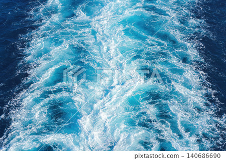 Wake stream from a large cruise ship, Red Sea 140686690