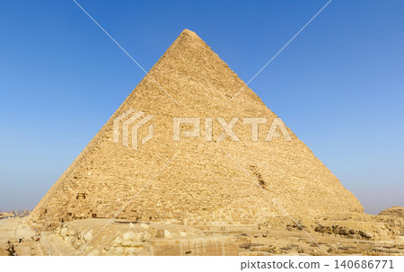 Giza, Egypt, a close up view of great pyramid of Cheops, at daytime Giza, Egypt, a close up view of great pyramid of Cheops, at daytime 140686771