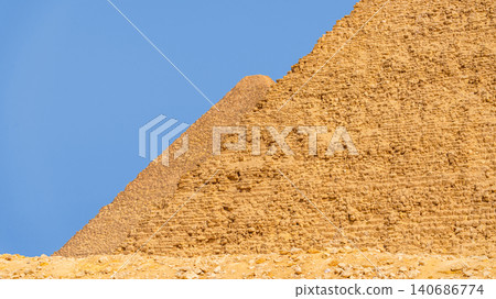 Giza, Egypt, Panoramic view of two of great Pyramids, Cheops and Khafren, at daytime Giza, Egypt, Panoramic view of two of great Pyramids, Cheops and Khafren, at daytime 140686774