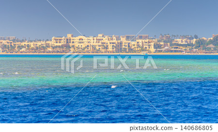 Hurghada, Egypt, Sharm El Sheikh, a panoramic view of Red Sea and cityscape on background, at daytime, Hurghada, Egypt Hurghada, Egypt, Sharm El Sheikh, a panoramic view of Red Sea and cityscape on background, at daytime, Hurghada, Egypt 140686805