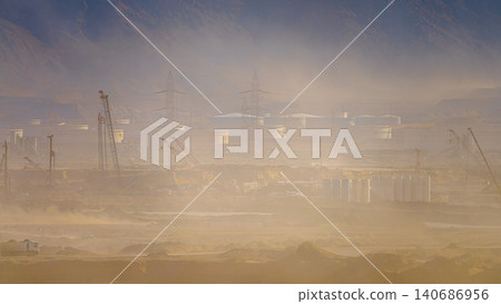 Ain Sokhna, Egypt - Mar 18 2023, Aerial panoramic view construction of new container terminals of the port, Ain Sokhna, Egypt Ain Sokhna, Egypt - Mar 18 2023, Aerial panoramic view construction of new container terminals of the port, Ain Sokhna, Egypt 140686956