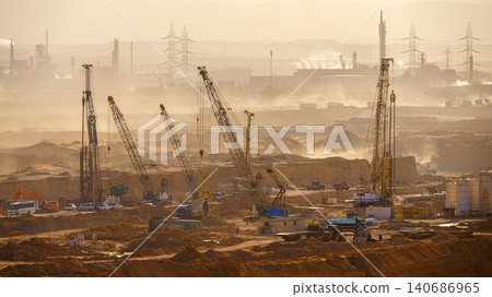 Ain Sokhna, Egypt - Mar 18 2023, Aerial panoramic view construction of new container terminals of the port, Ain Sokhna, Egypt Ain Sokhna, Egypt - Mar 18 2023, Aerial panoramic view construction of new container terminals of the port, Ain Sokhna, Egypt 140686965