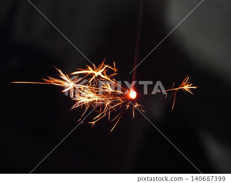 The delicate golden sparks of a sparkler 140687399
