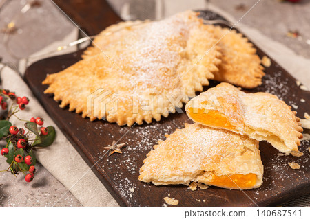Traditional portuguese conventual sweet called Cristas de Galo from Vila Real, Portugal. Traditional portuguese conventual sweet called Cristas de Galo from Vila Real, Portugal. 140687541